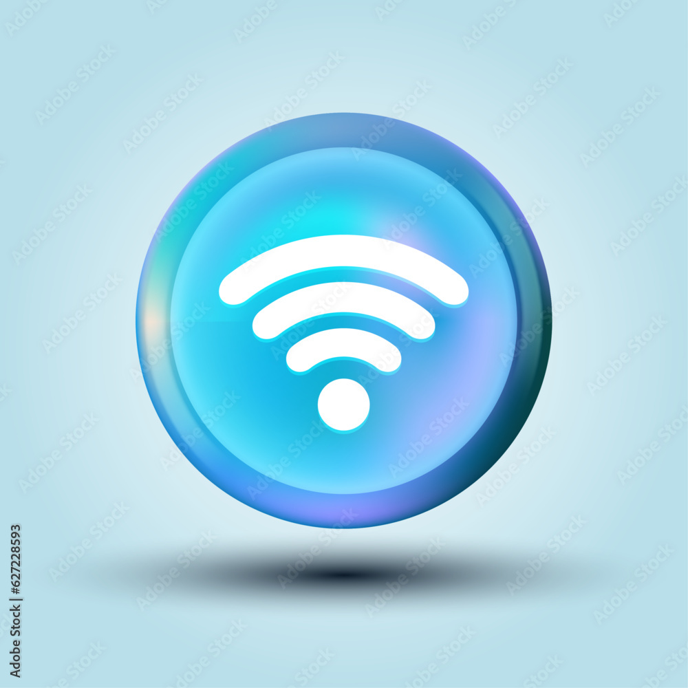 Flat Wireless icon on 3d sphere, wifi symbol and Rss shiny button. Vector. Flat Wireless icon on 3d sphere, wifi symbol and Rss shiny button. Vector.