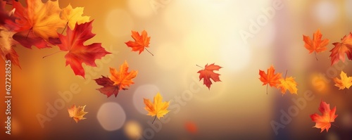 Flying fall maple leaves on autumn background