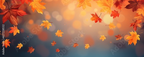 Flying fall maple leaves on autumn background