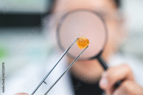 Geology science laboratory research concept, sample test analysis of nature dirtied ground in environment and ecology experiment, agriculture agronomy material to working with scientific equipment