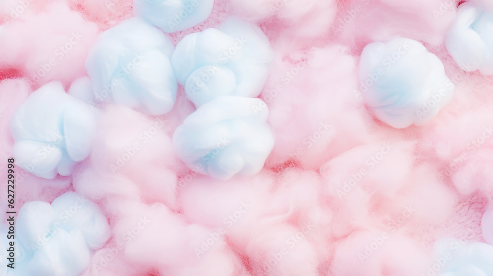 Obraz premium Colorful cotton candy in soft pastel color background. Generative AI