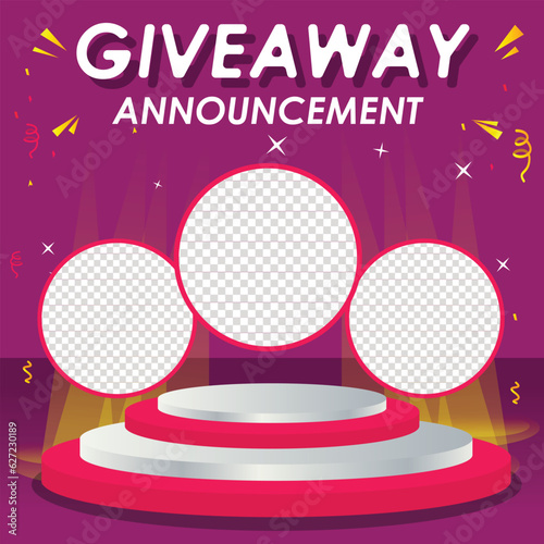 Giveaway winner announcement social media post banner template	
