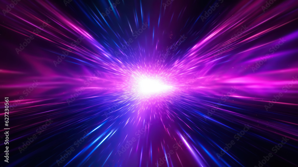 Obraz premium Lightspeed travel background. Galaxy and cosmos exploration. Generative AI
