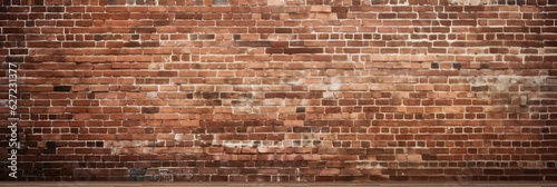 Panoramic view of empty old red brick wall