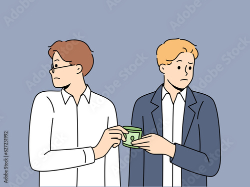 Man gives bribe to business partner or official in order to lobby for necessary decisions in corruption way. Dishonest guy uses corruption to get insider information about competitors.