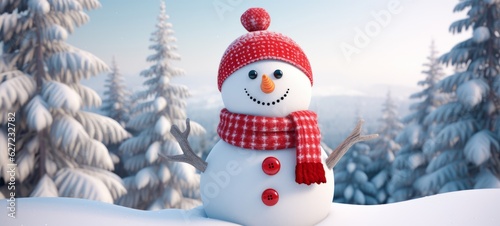 Photo Winter holiday christmas background banner - Closeup of cute funny laughing snow