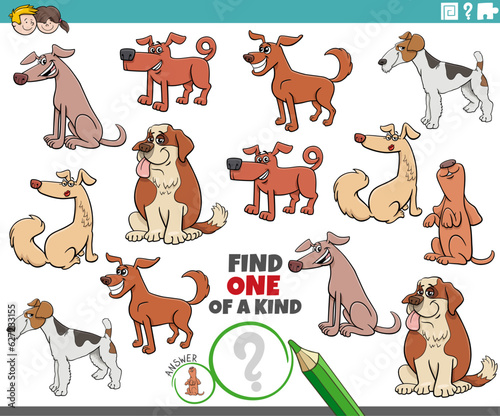 one of a kind task with funny cartoon dogs