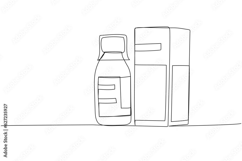 Medicine bottle with package, cough syrup, constipation syrup, herbal