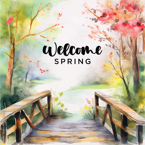 Welcome Spring watercolor paint