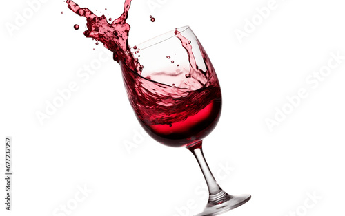 Splashing Red Wine in Isolated Glass. Generative AI
