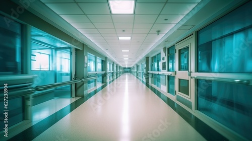 Blured motion in ER of hospital, unfocused background