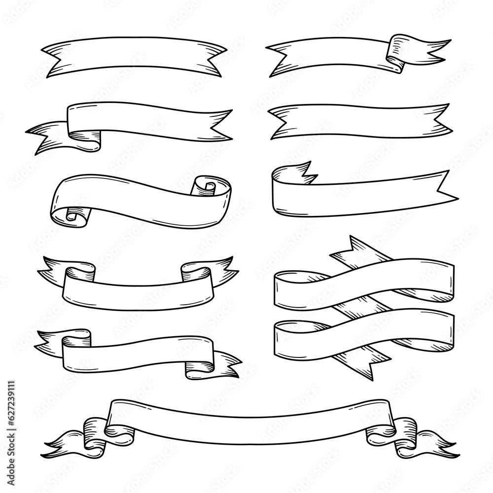 various hand drawn ribbon collection various hand drawn ribbon collection