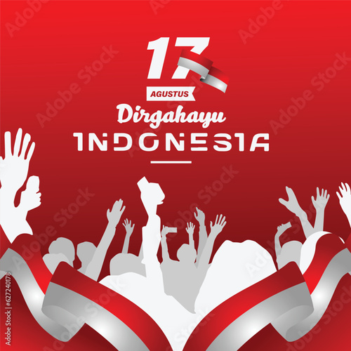 Square dirgahayu indonesia banner or post social media vector