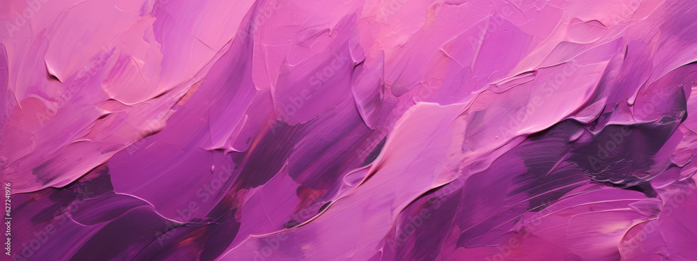 Closeup of abstract rough colorful multicolored pink purple colored art painting texture, with oil brushstroke, pallet knife paint on canvas (Generative Ai)