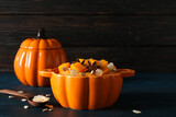 Fall season food concept - tasty pumpkin porridge