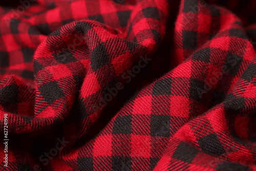 Background texture of red plaid flannel fabric