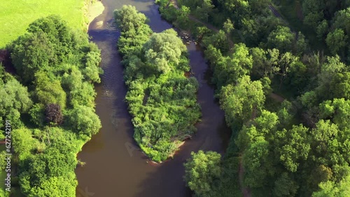 Aerial view of an island on the River Severn in England