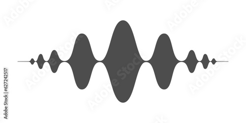 Sound wave graphic symbol.  Vibrations in form wave. Audio wave diagram concept. Sign isolated on white background. Vector illustration