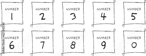 数字のあしらいセット　number ナンバー　ベクター　手書き