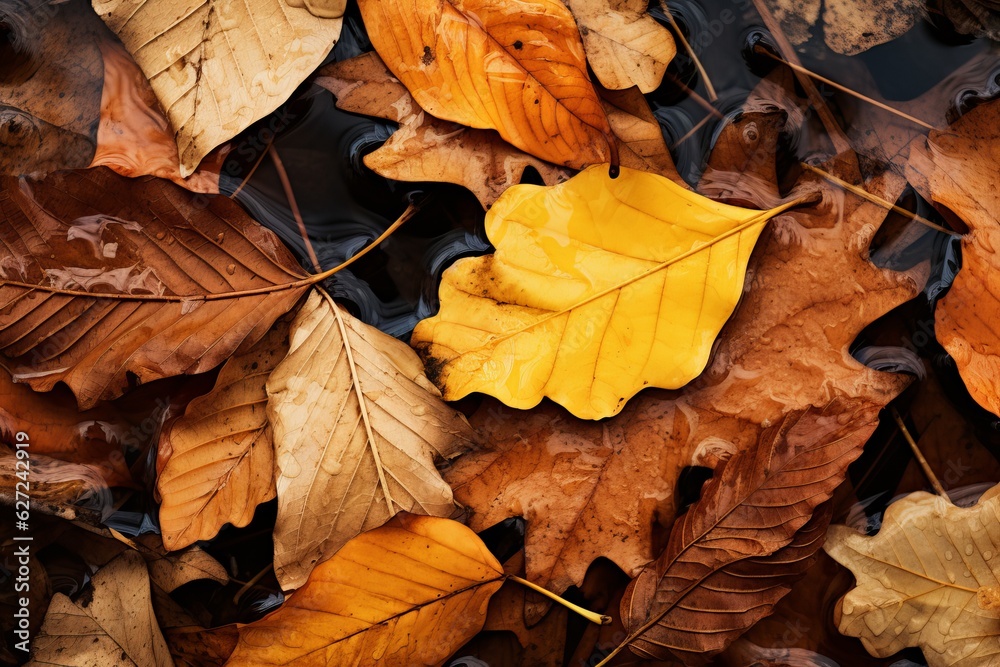 Many autumn leaves as background, top view Many autumn leaves as background, top view