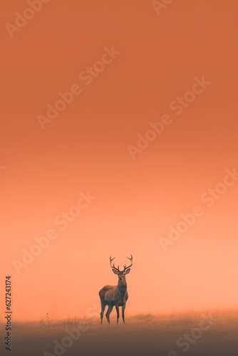 Lonely deer in the forest