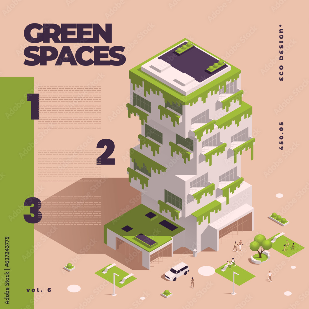 Urban City Green Spaces Eco Design Isometric Flowchart