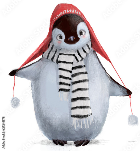cute penguin with scarf © cofeee