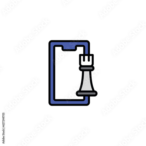 Online Chess icon design with white background stock illustration