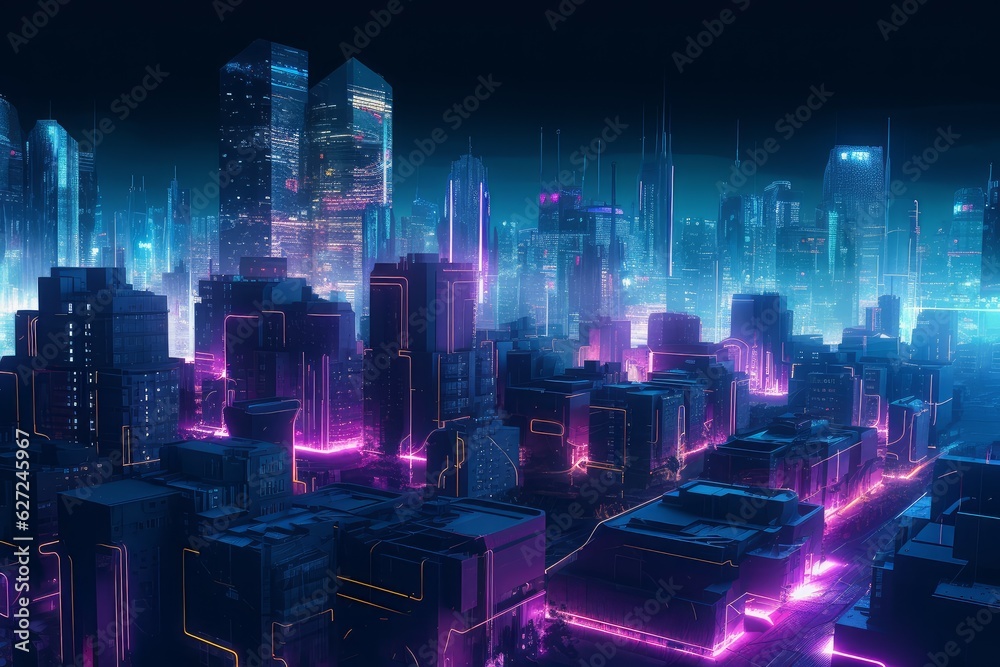 Fototapeta premium Futuristic city. Generate Ai