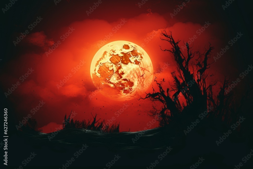 Red moon darkness. Generate Ai