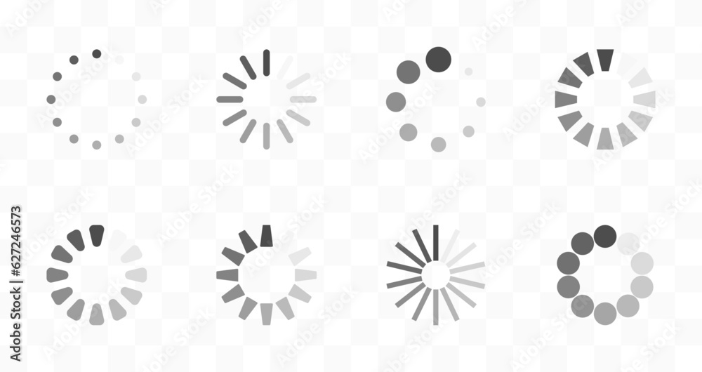 Vetor de Loading icons set. Load system. Loaded data. Loading bar ...