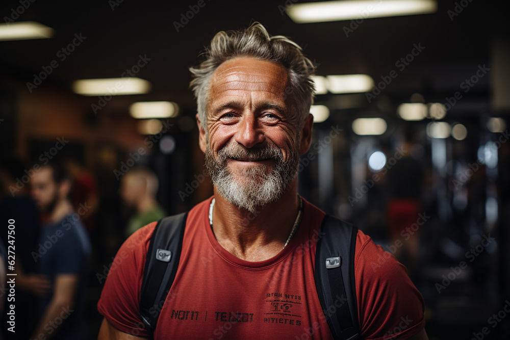 a senior man in a gym, generative AI a senior man in a gym, generative AI