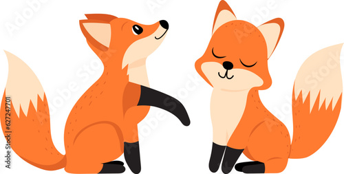 fox cubs in flat style vector
