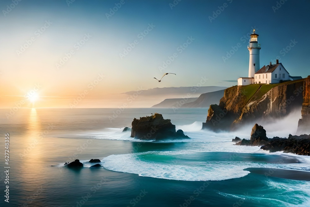 lighthouse on the coast generated Ai