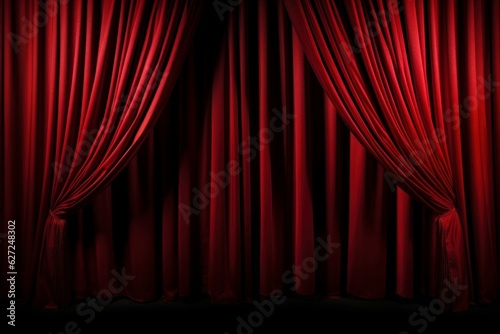 Red stage curtains. Generate Ai