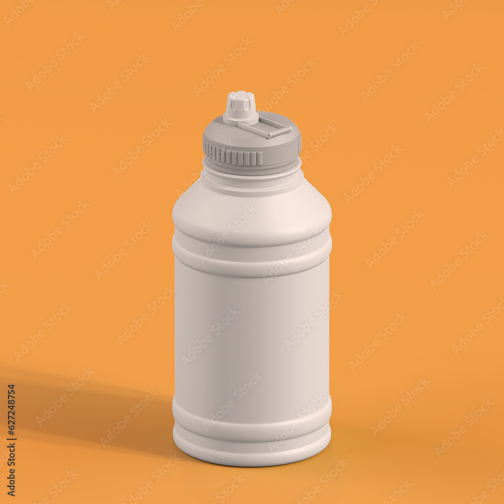 Monochrome Bottle on Orange Background, 3d Rendering Monochrome Bottle on Orange Background, 3d Rendering