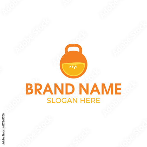 kettlebell and orange  logo design