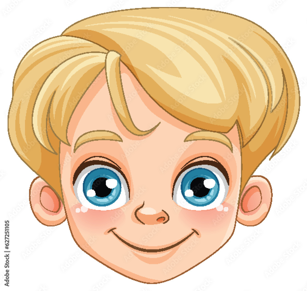 Cute boy head cartoon character Cute boy head cartoon character