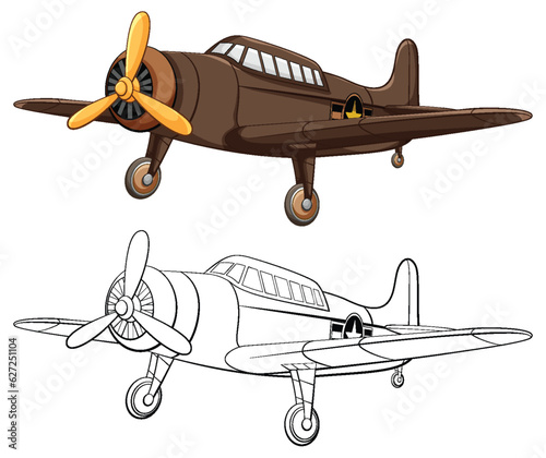 Vintage Military Aircraft Coloring Page