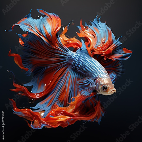 Image of beautiful long tail betta fish on a clean background. Pet. Fish. illustration. Generative AI.