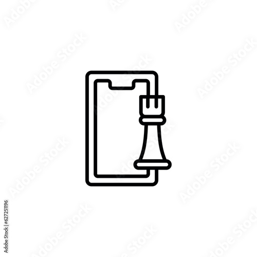Online Chess icon design with white background stock illustration