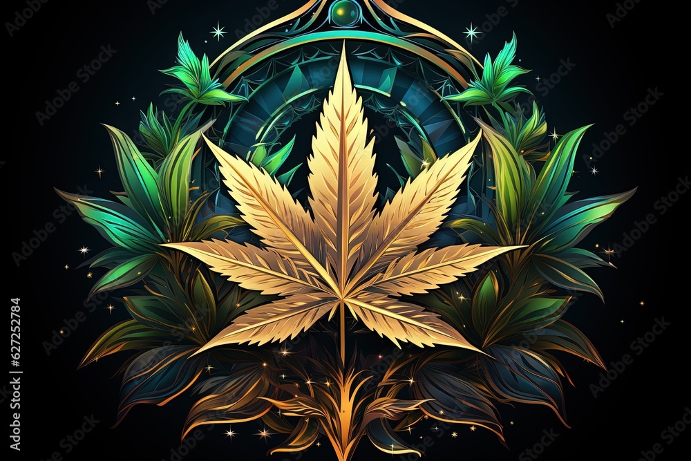 Fotografie space cannabis logo illustration generative ai