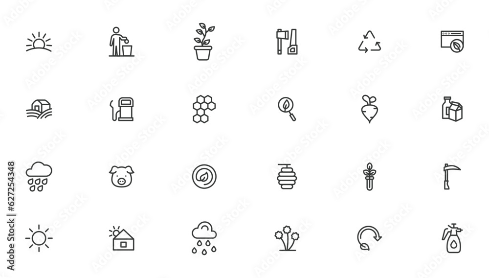 Agriculture icon set. Ecology line icons set. Agriculture icon set. Ecology line icons set.