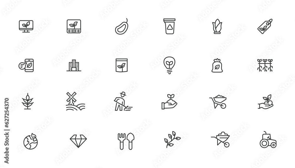 Agriculture icon set. Ecology line icons set. Agriculture icon set. Ecology line icons set.