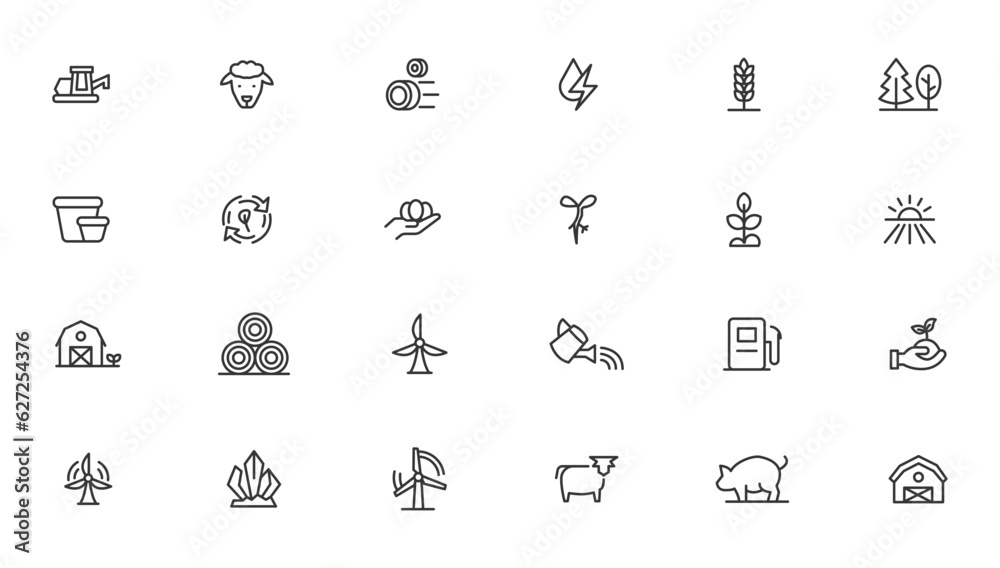 Agriculture icon set. Ecology line icons set.