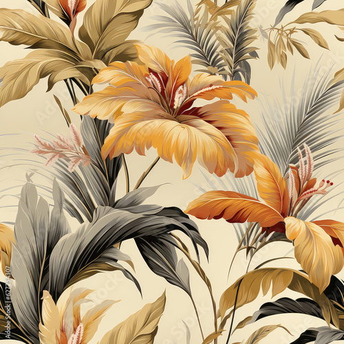 Palm tropical leaves repeat pattern