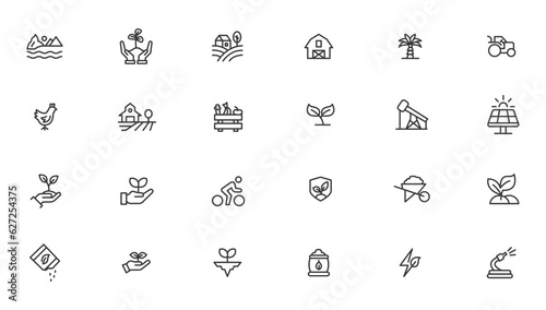 Agriculture icon set. Ecology line icons set.