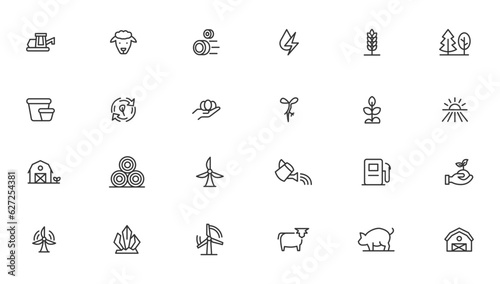 Agriculture icon set. Ecology line icons set.