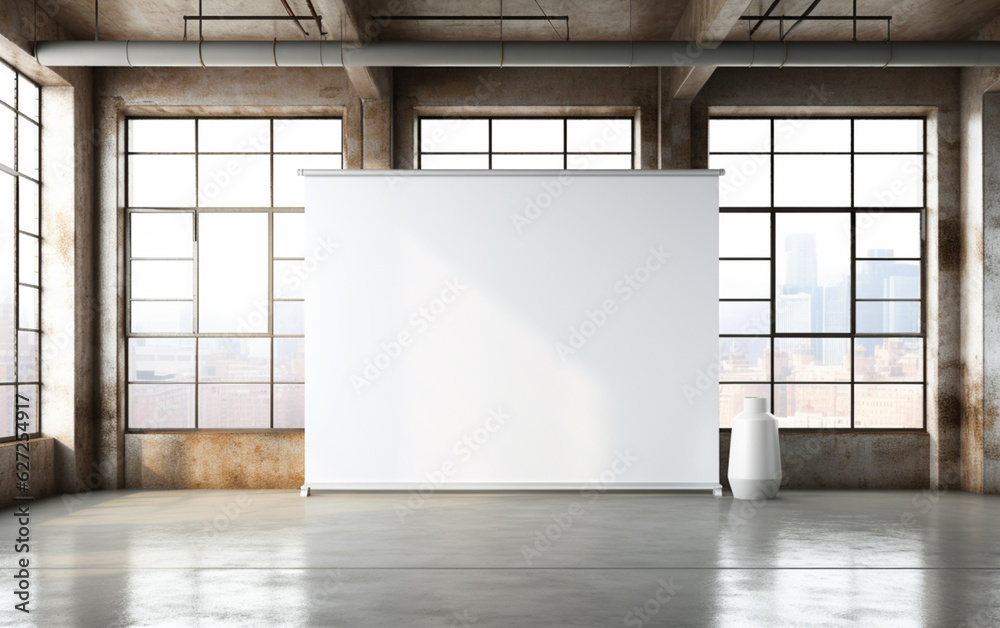 blank roll up banner display stands loft interior. Roll up blank white banner blank roll up banner display stands loft interior. Roll up blank white banner