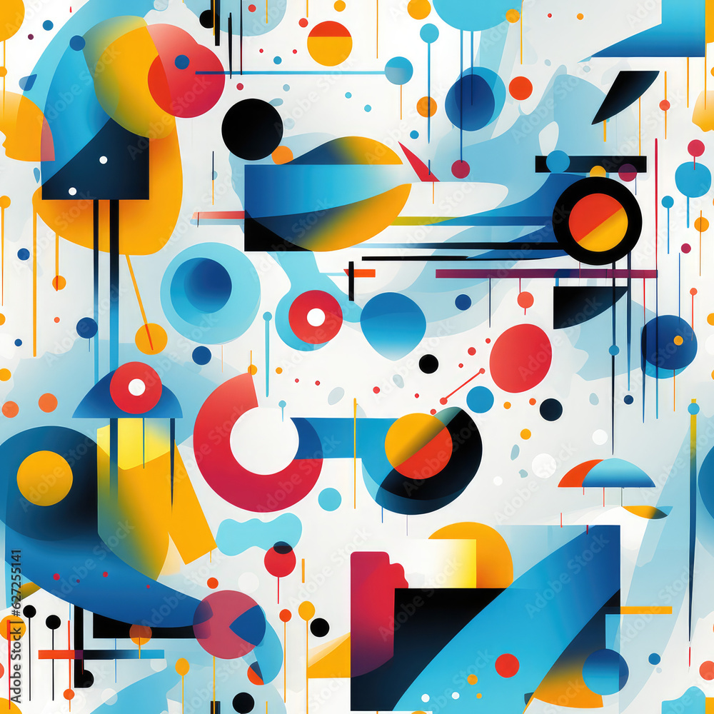 Obraz premium Minimal geometric colorful elements repeat pattern, retro abstract tile